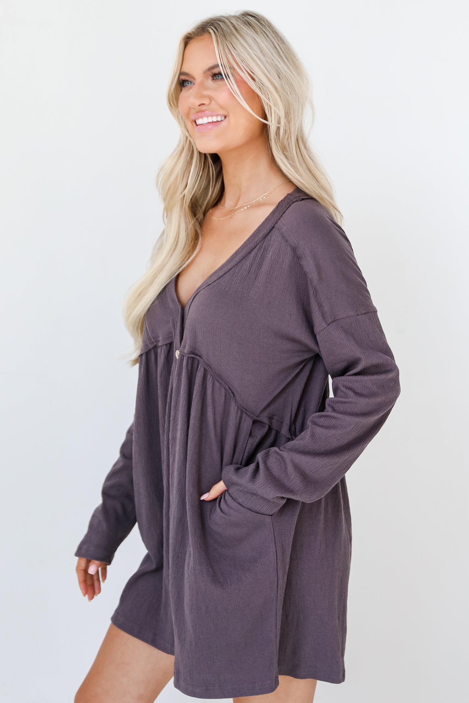 charcoal Romper side view