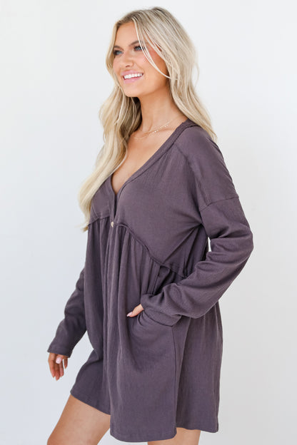 charcoal Romper side view