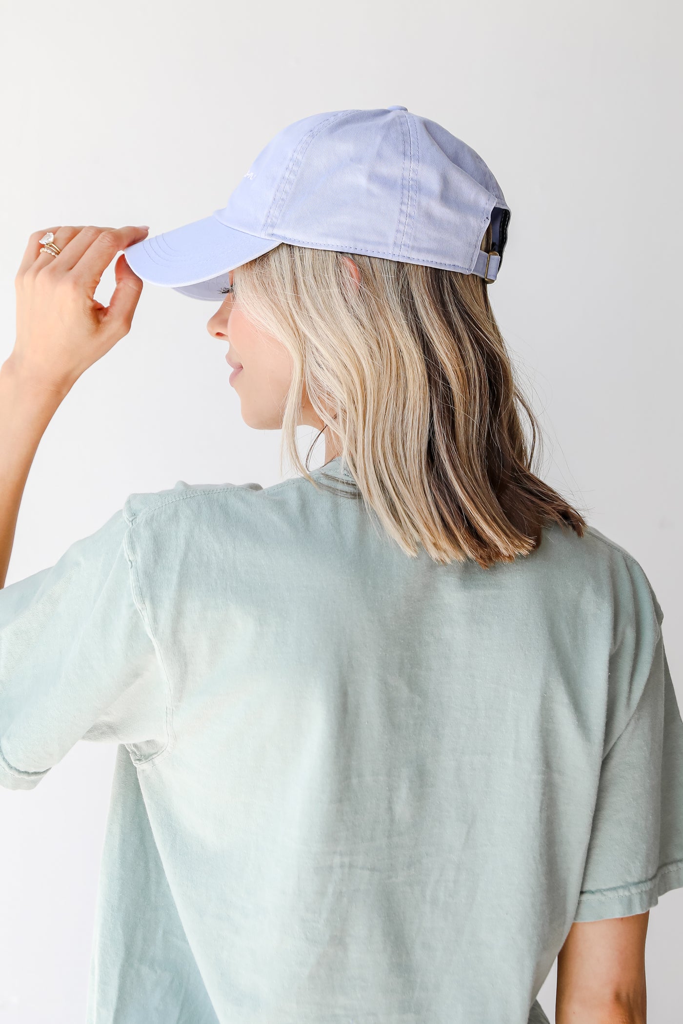 Charleston Embroidered Hat in light blue side view