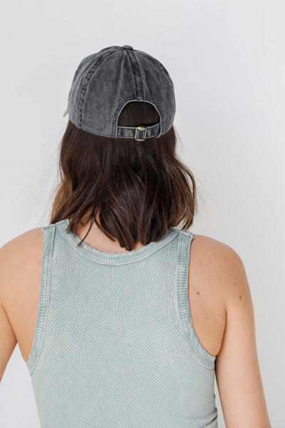 Charleston Script Embroidered Hat in black back view