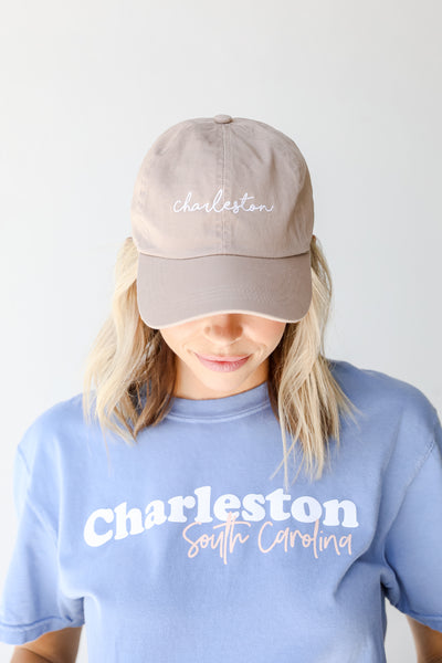 Charleston Embroidered Hat in taupe