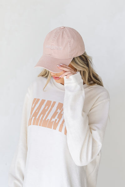 Charleston Embroidered Hat in blush front view