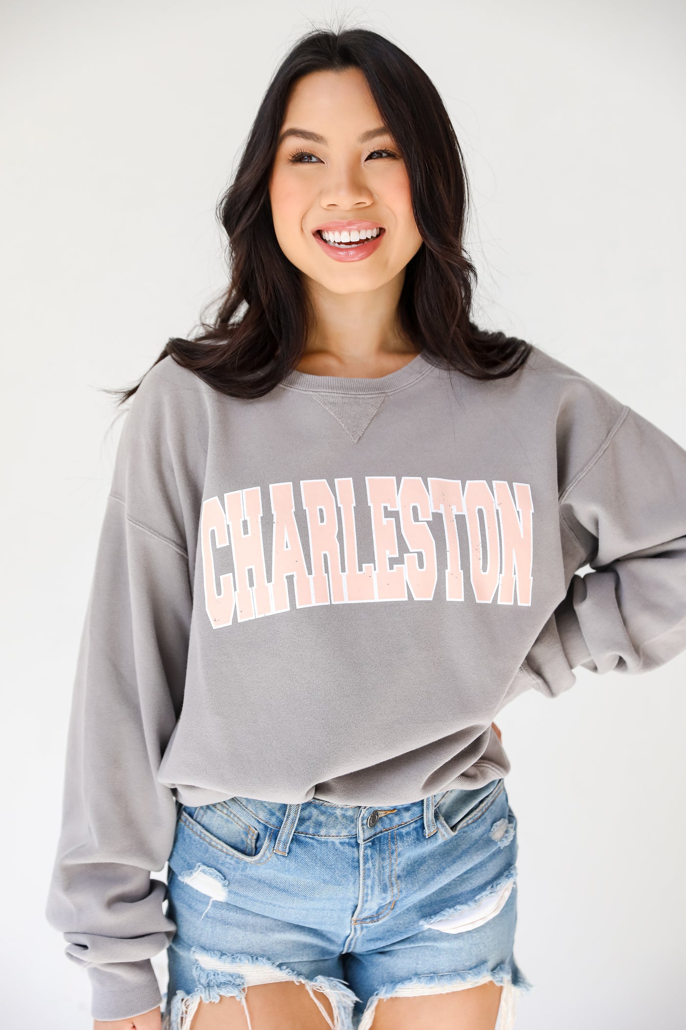 Grey Charleston Pullover front view