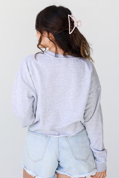 Heather Grey Charleston Cropped Pullover back view