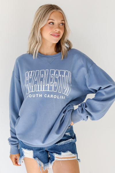 Light Blue Charleston South Carolina Pullover. Charleston Sweatshirt. Graphic Sweatshirt. Oversized Comfy Sweatshirt.