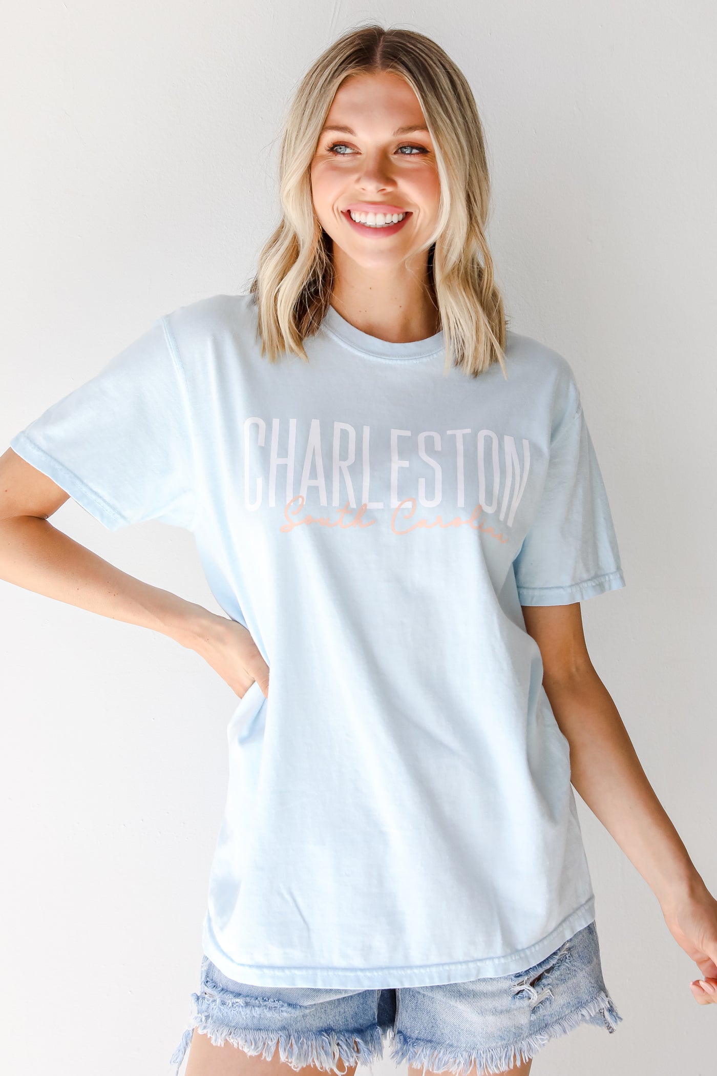 Charleston South Carolina Script Tee on model
