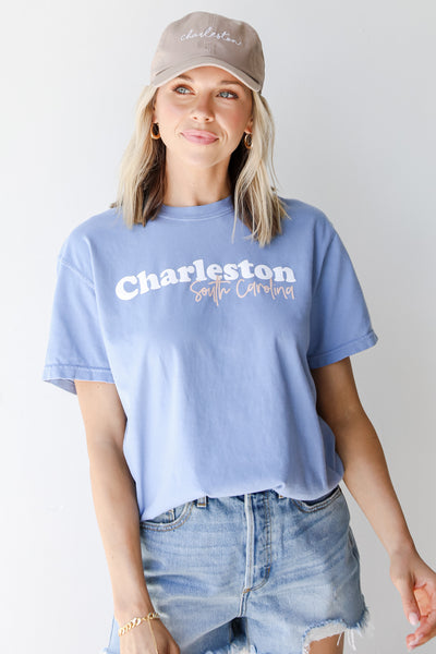 Light Blue Charleston South Carolina Script Tee