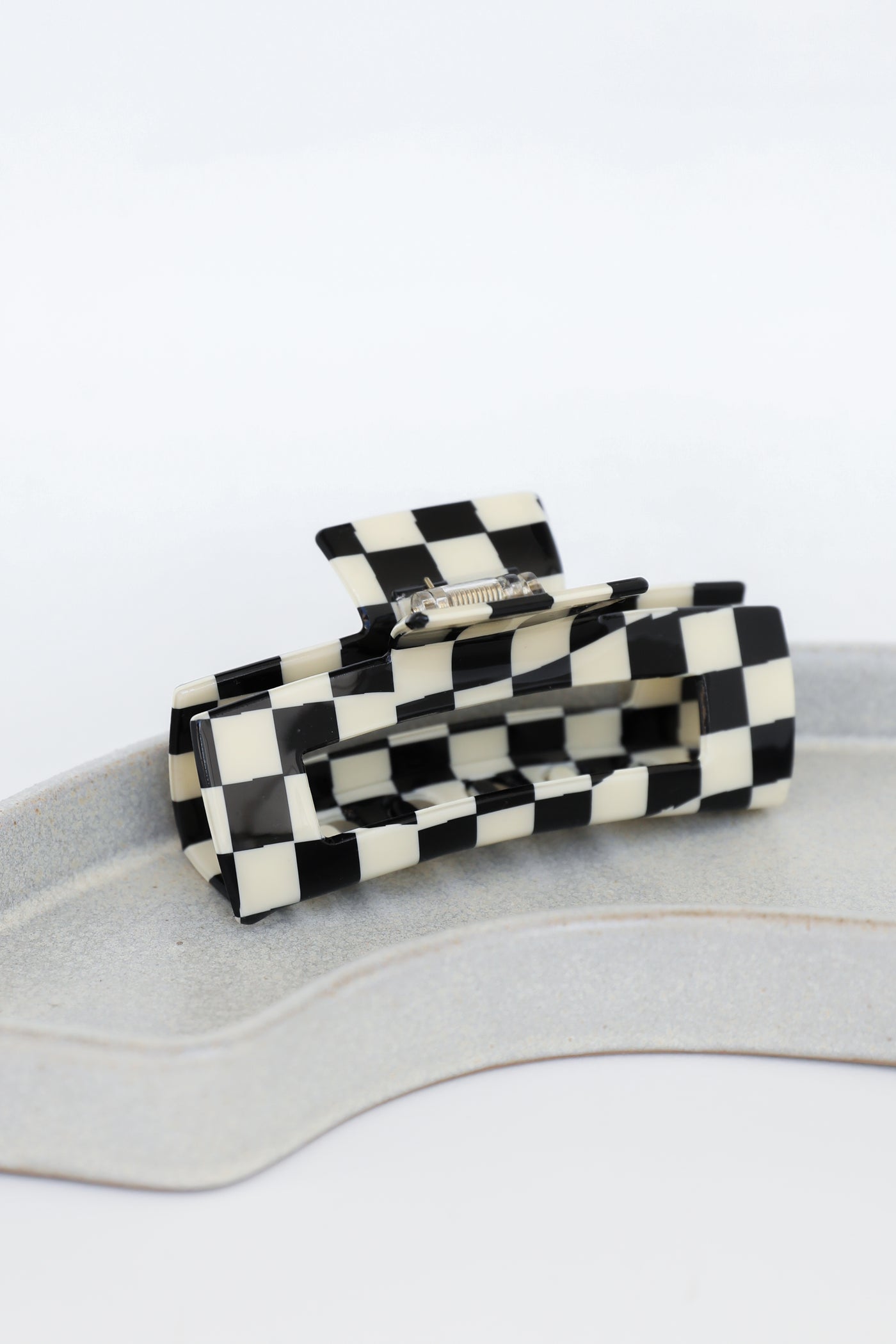 black Checkered Claw Hair Clip
