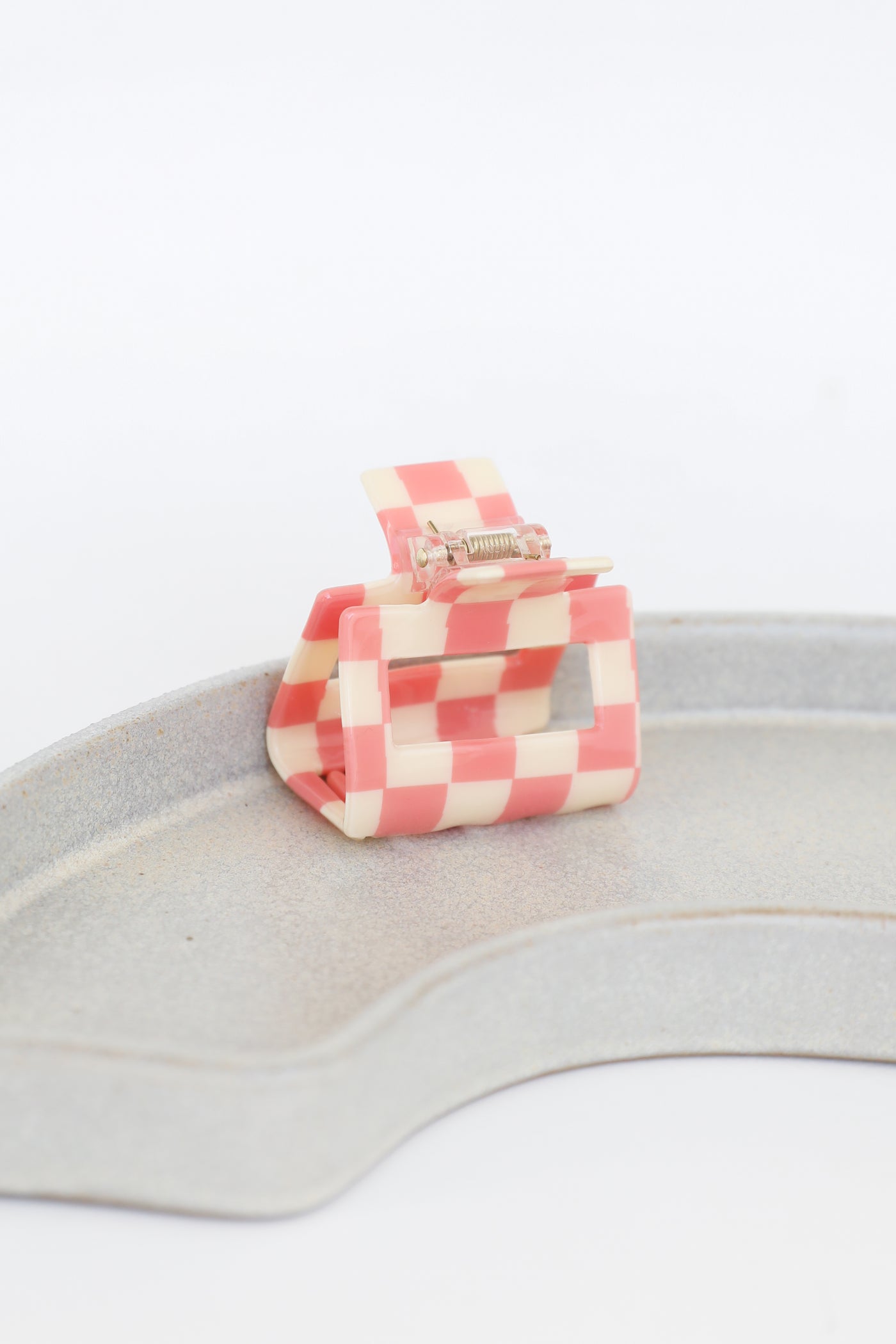 pink Checkered Mini Claw Hair Clip