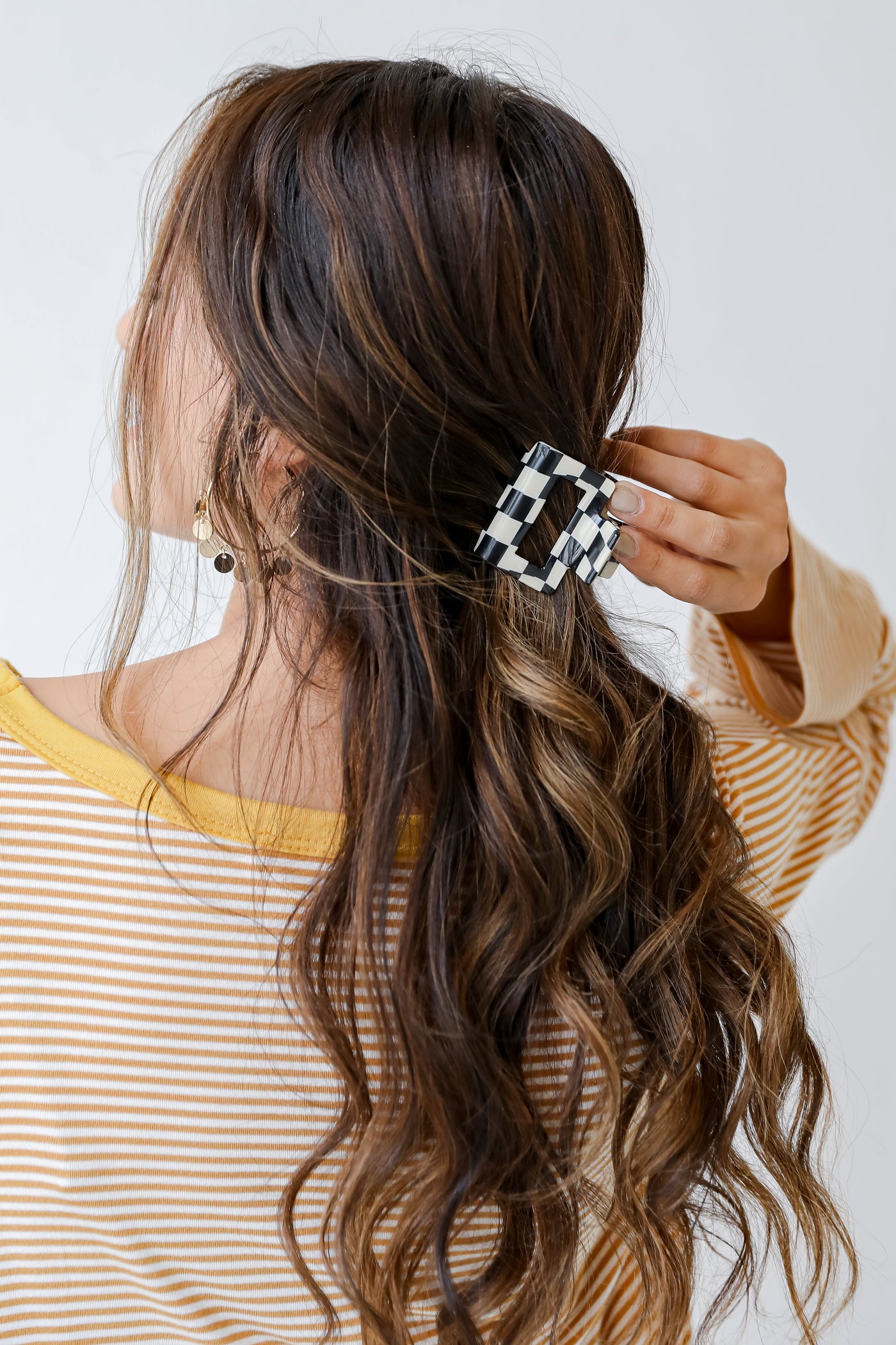 black Checkered Mini Claw Hair Clip