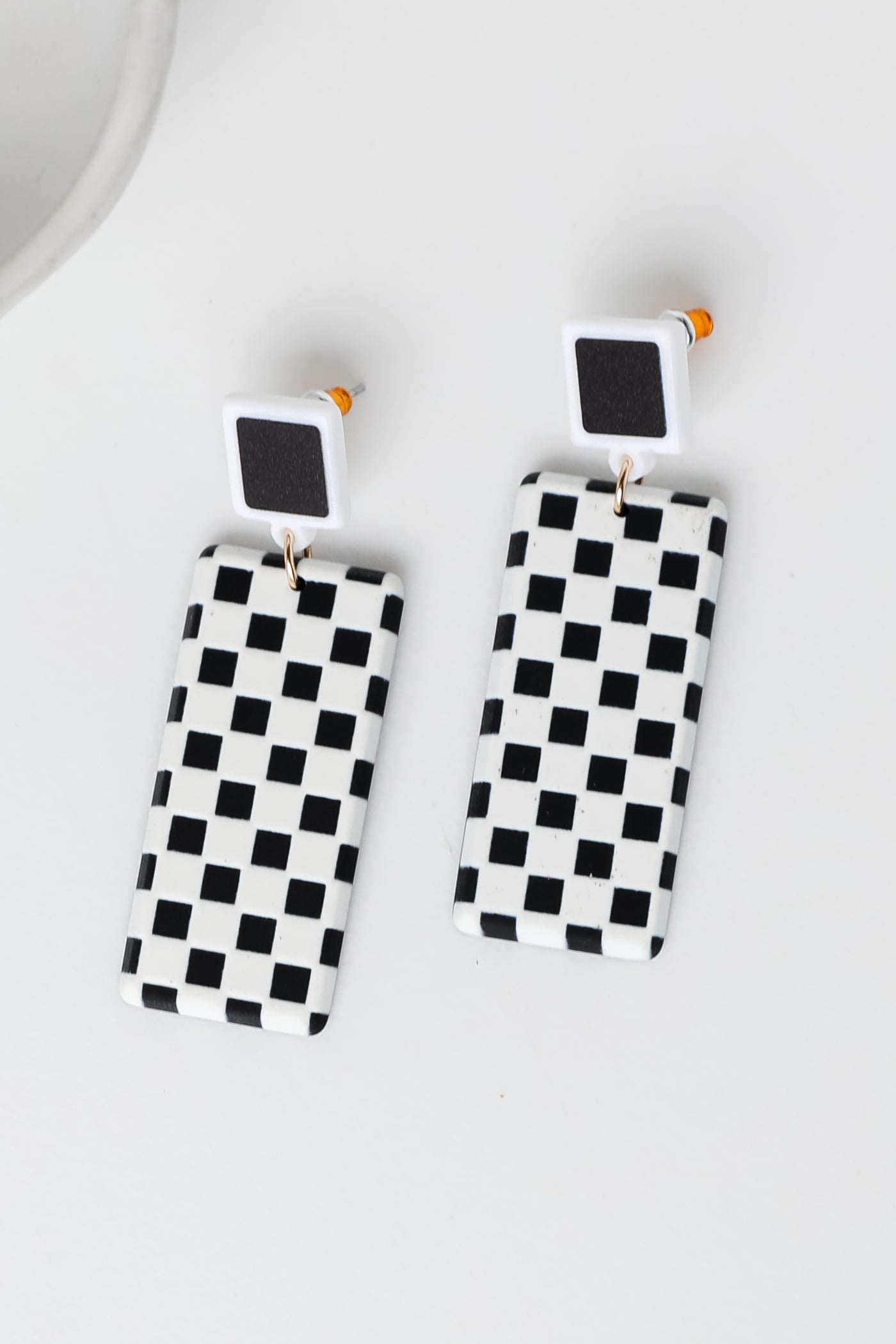 Checkered Drop Earrings flat lay