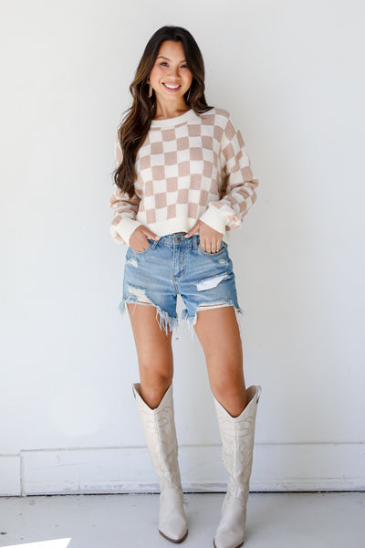 Checkered Sweater front view