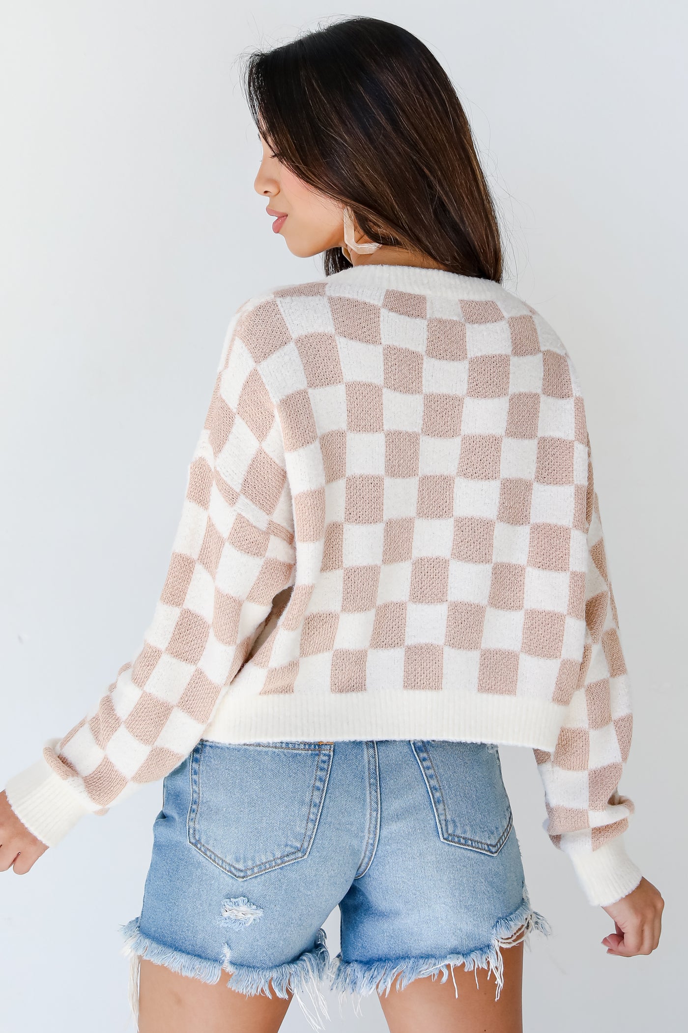 Checkered Sweater back view