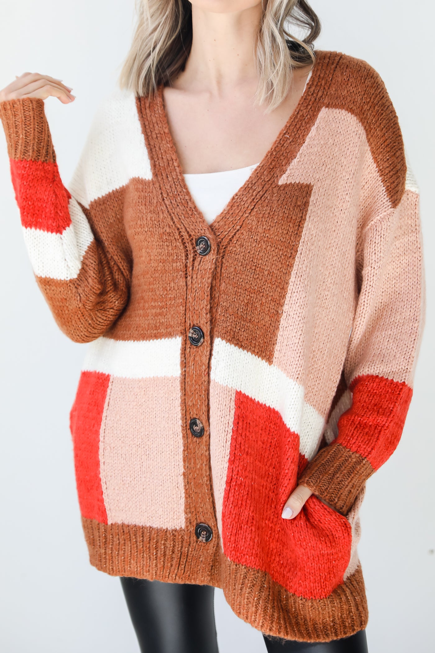 Striped Sweater Cardigan on model