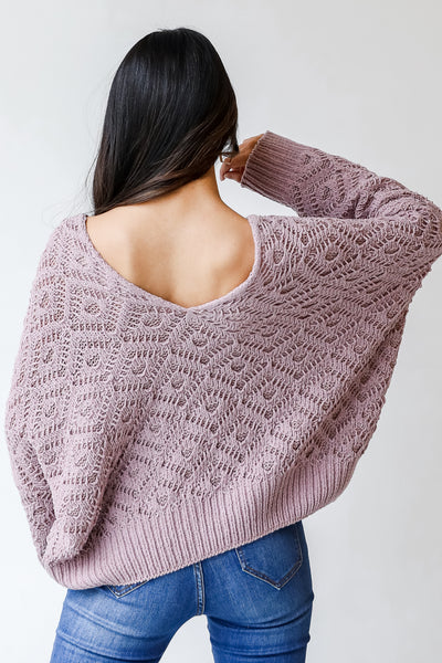 Chenille Sweater in mauve back view