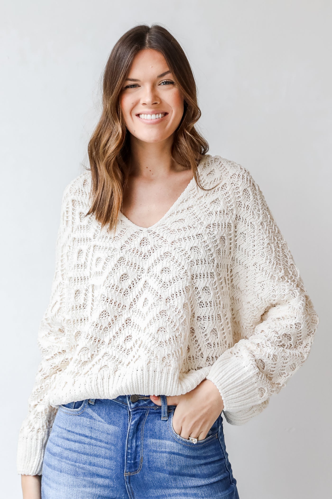 Chenille Sweater in white