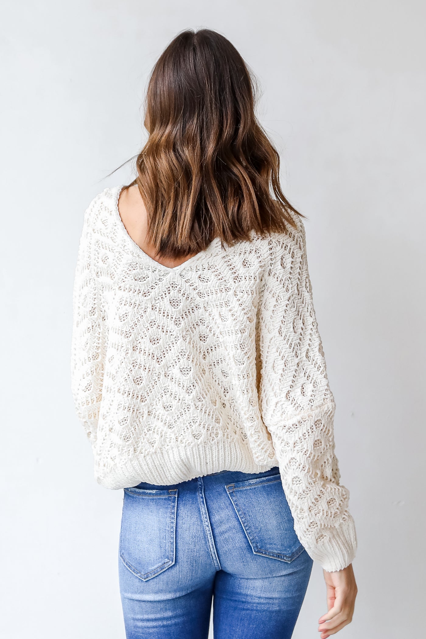 Chenille Sweater in white back view