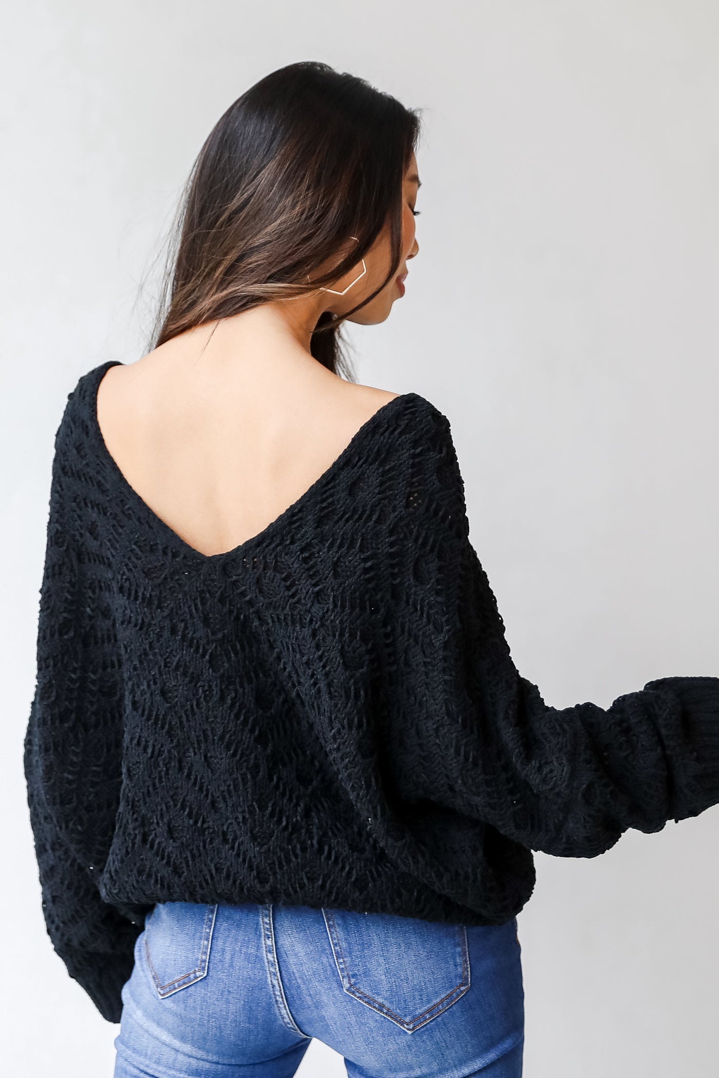 Chenille Sweater in black back view