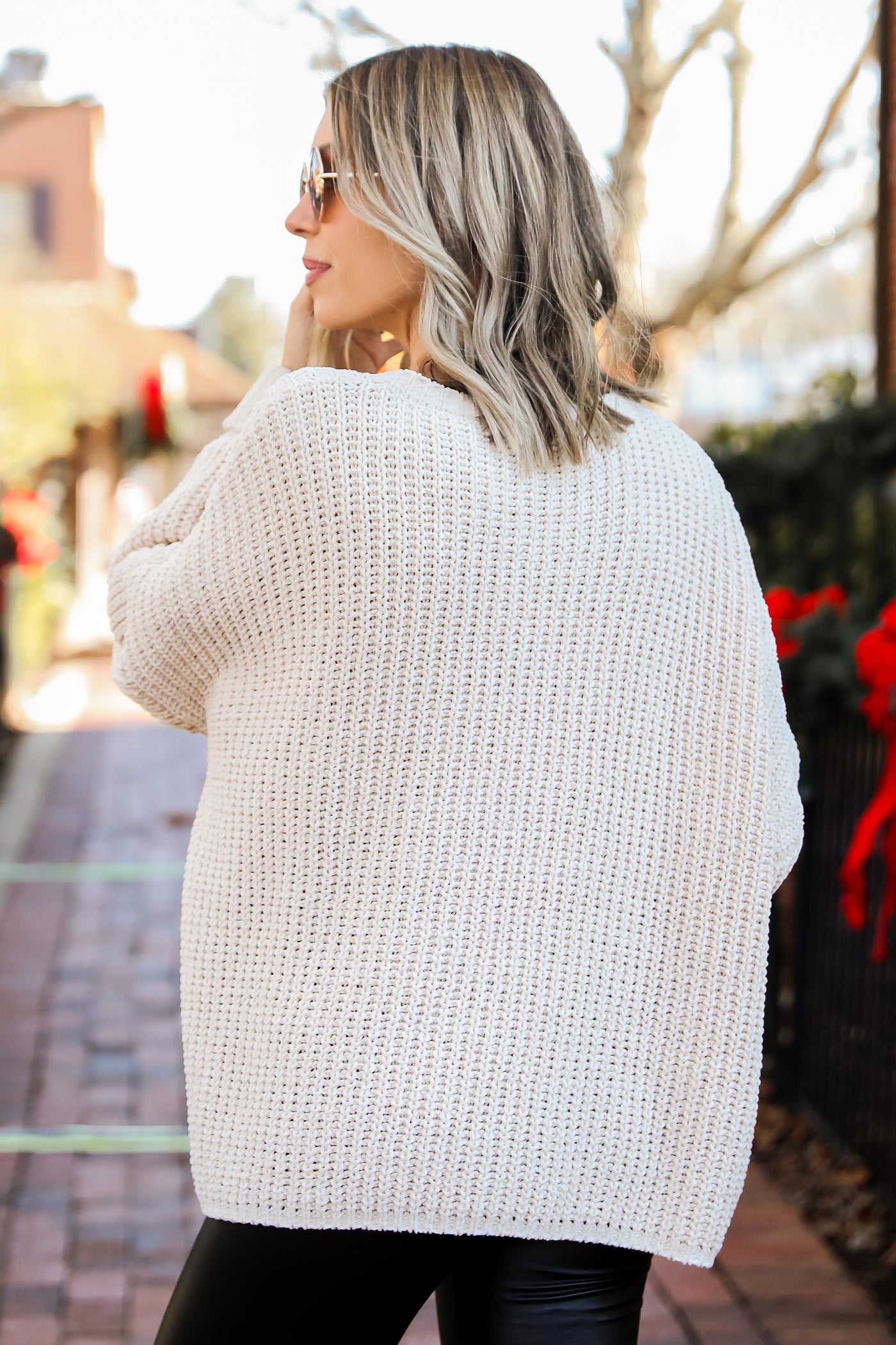 white Chenille Sweater back view