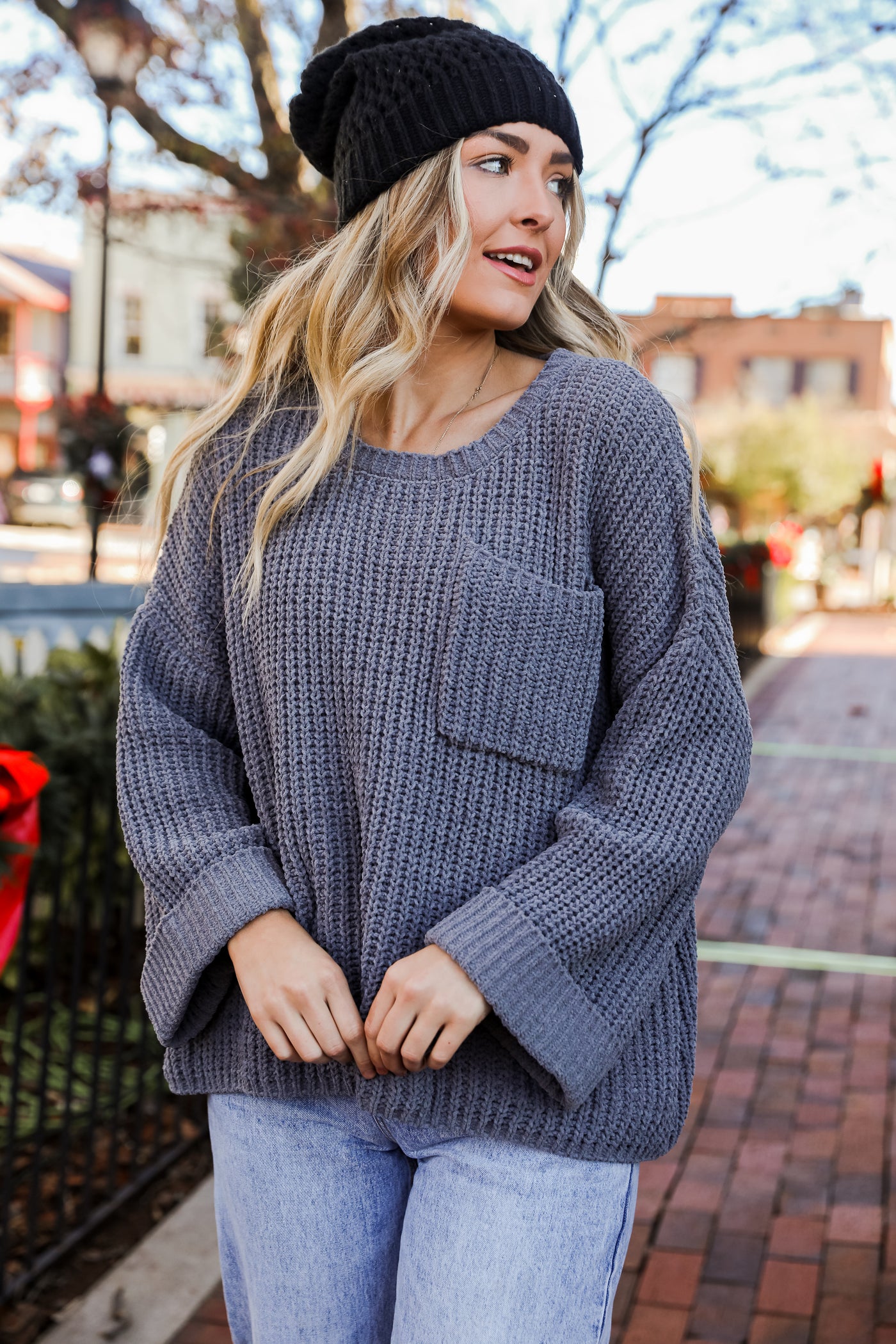 grey Chenille Sweater