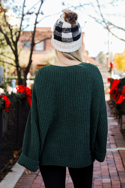 green Chenille Sweater back view