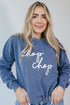 Chop Chop Script Pullover in navy