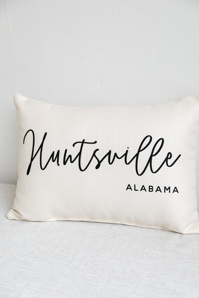 Huntsville Script Pillow close up