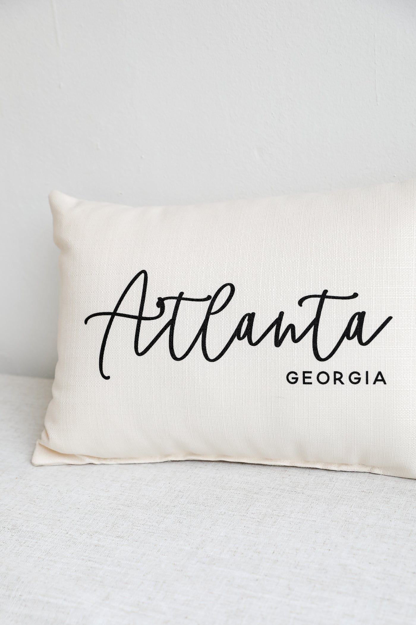Atlanta Script Pillow close up