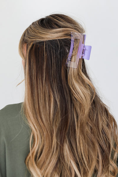 purple Acrylic Claw Hair Clip on model