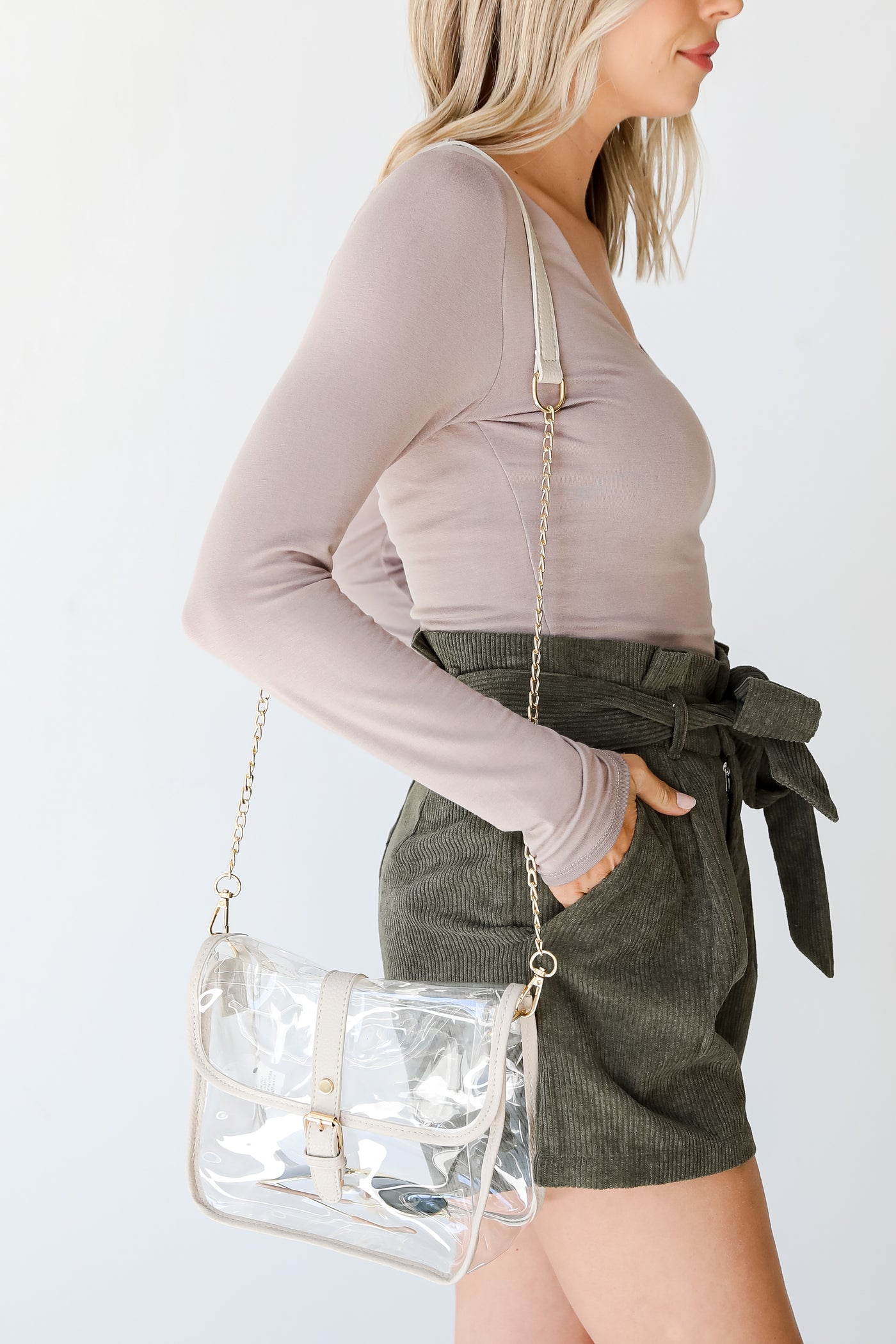 taupe Clear Crossbody Bag