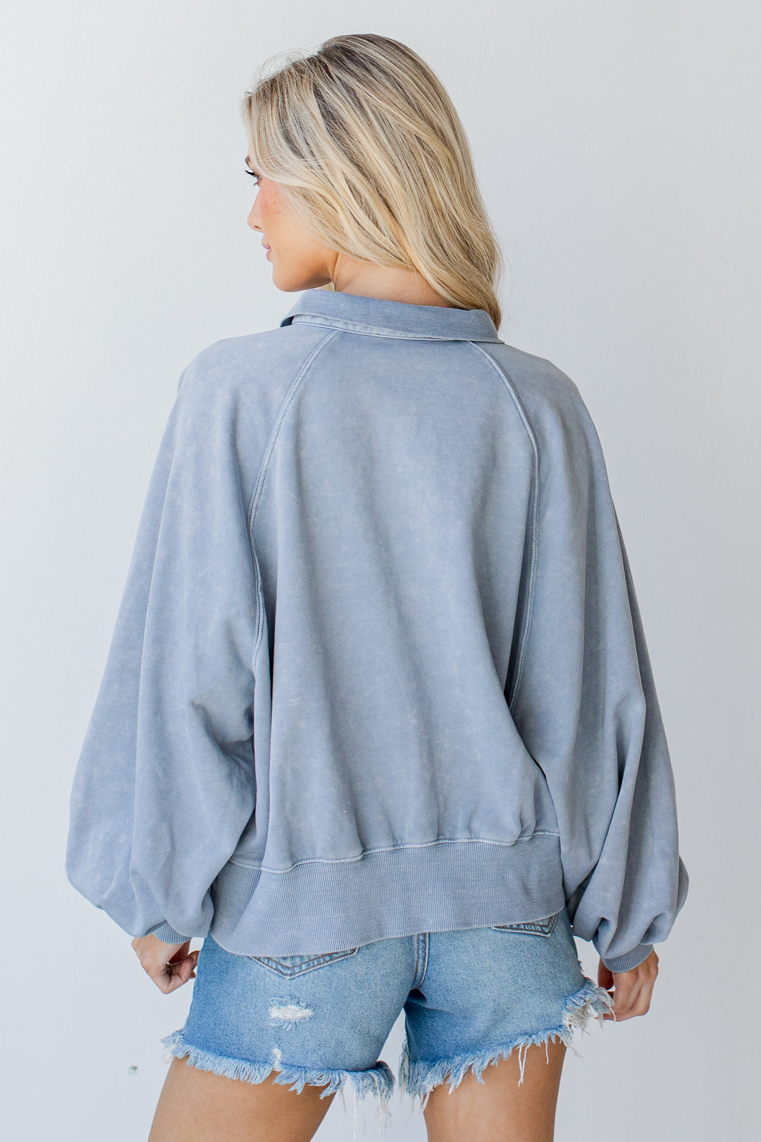 Collared Pullover in light blue back view