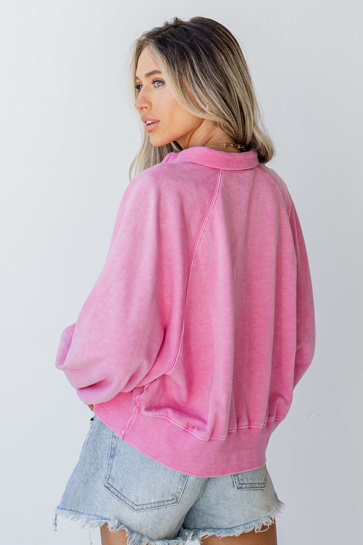 Collared Pullover in pink back view