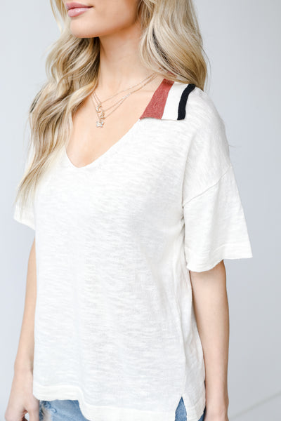 Collared Knit Top side view
