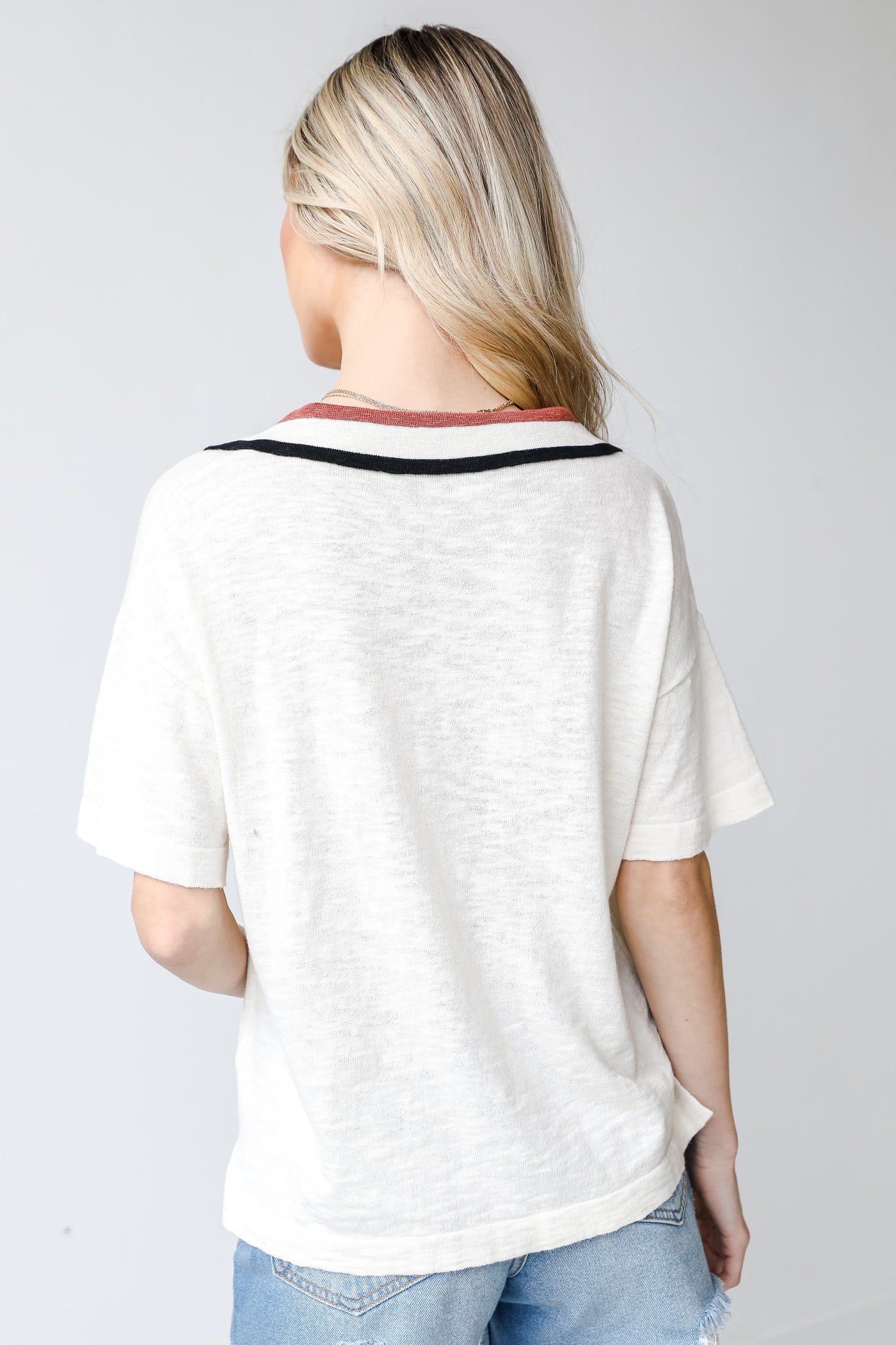 Collared Knit Top back view