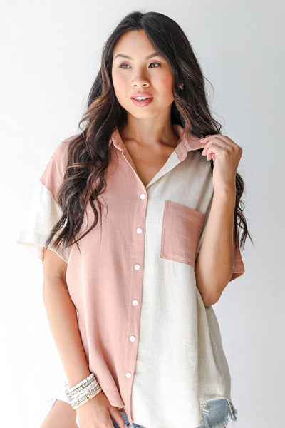 Color Block Linen Blouse from dress up
