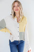 sage Color Block Button-Up Blouse