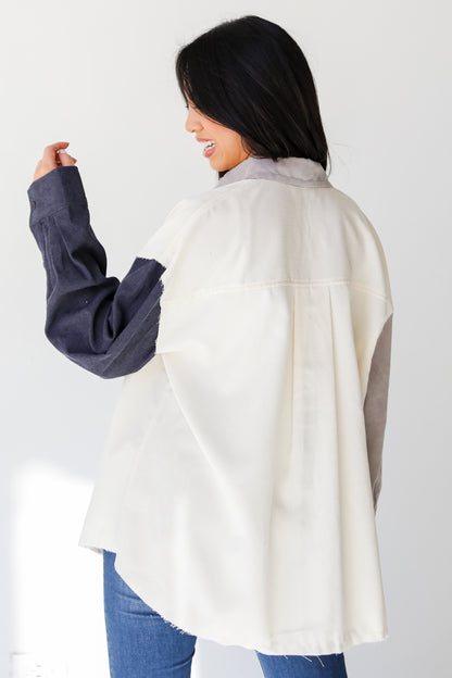 Corduroy Color Block Shacket back view