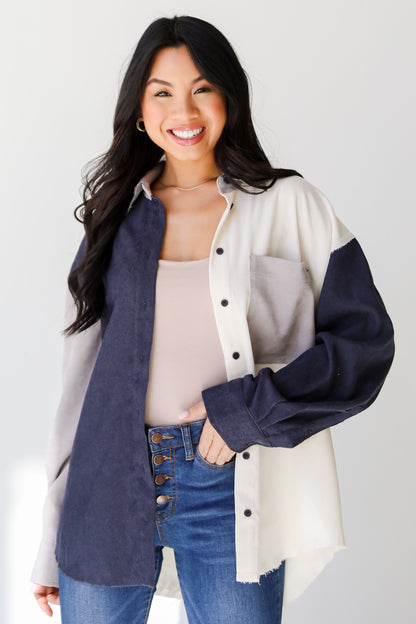 Corduroy Color Block Shacket