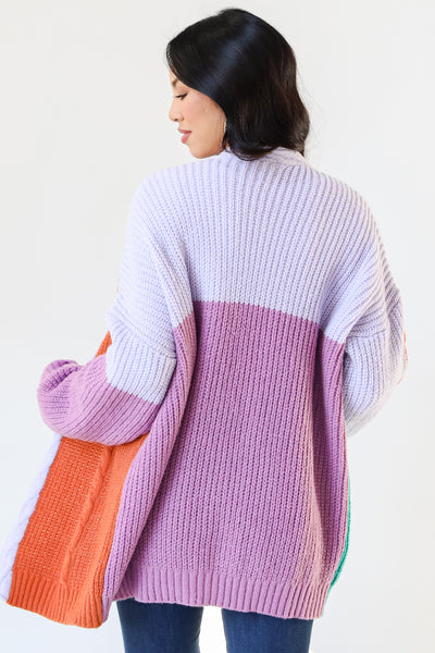 Color Block Sweater Cardigan back view