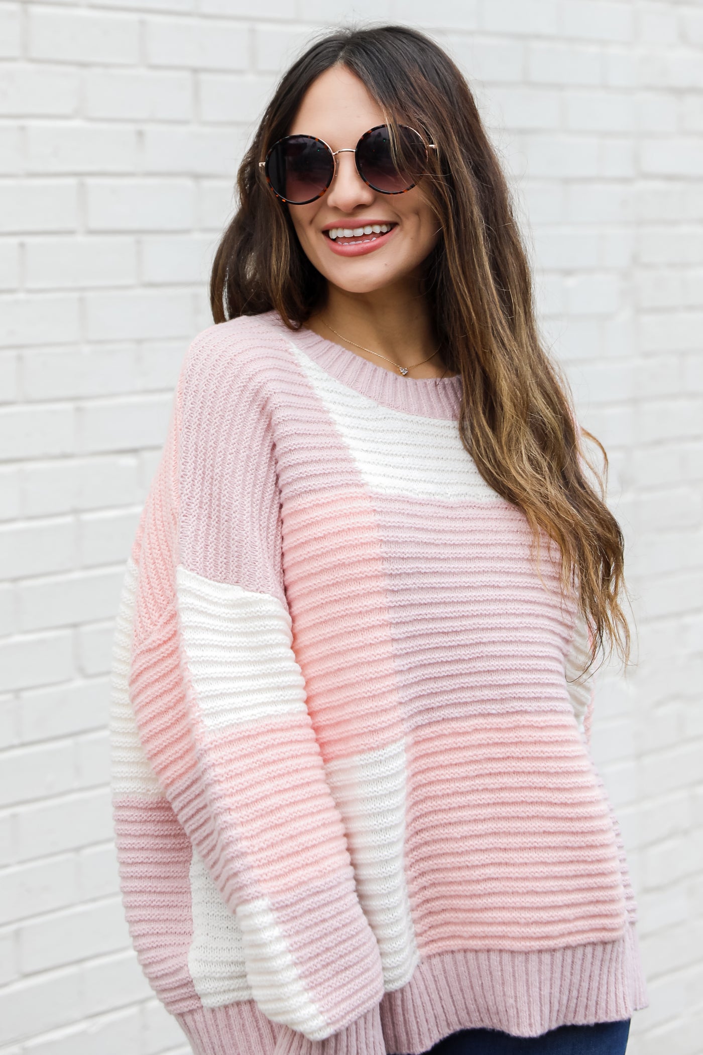 Color Block Sweater on model