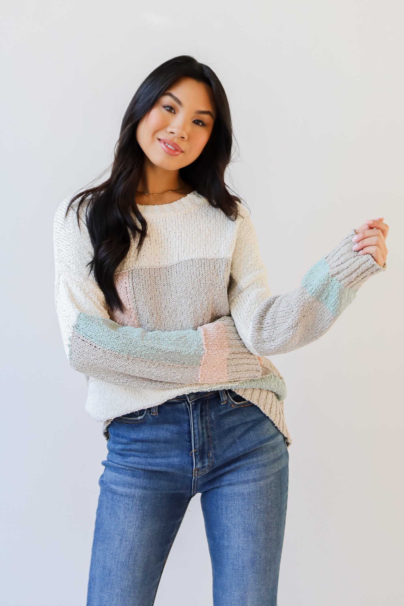 Color Block Sweater on model