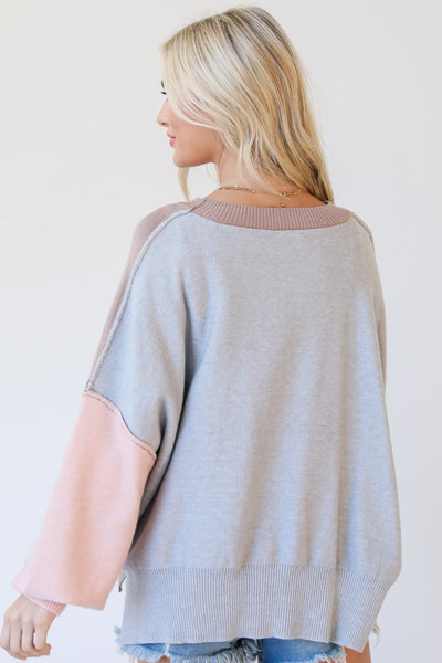 Color Block Sweater back view