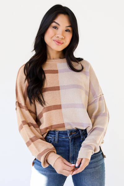 Color Block Striped Sweater on model