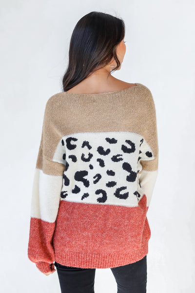 Leopard Color Block Sweater back view