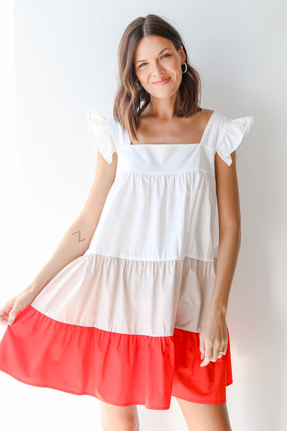 Tiered Color Block Mini Dress