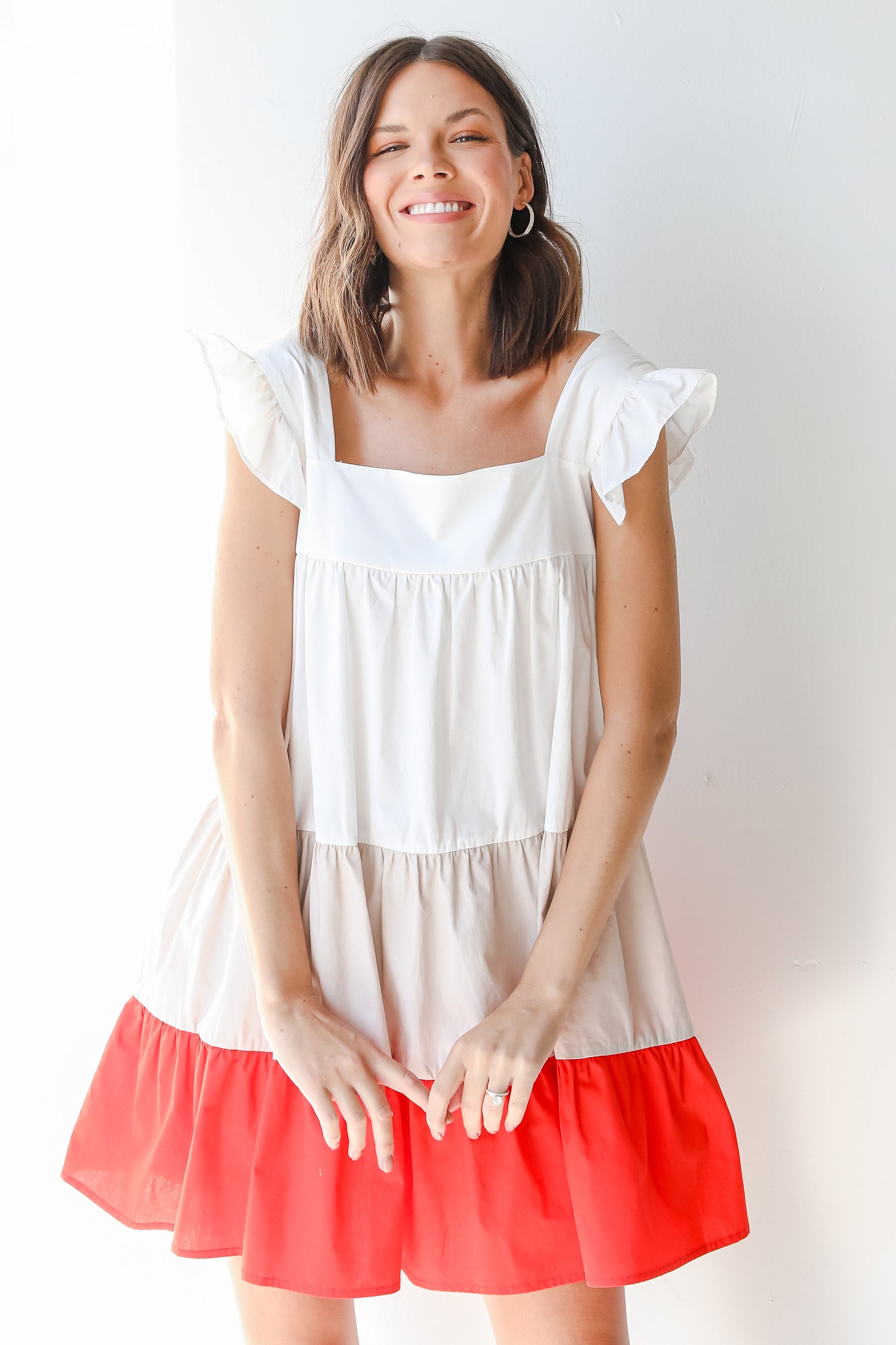 Tiered Color Block Mini Dress from dress up