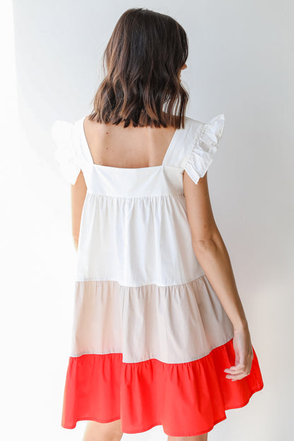 Tiered Color Block Mini Dress back view