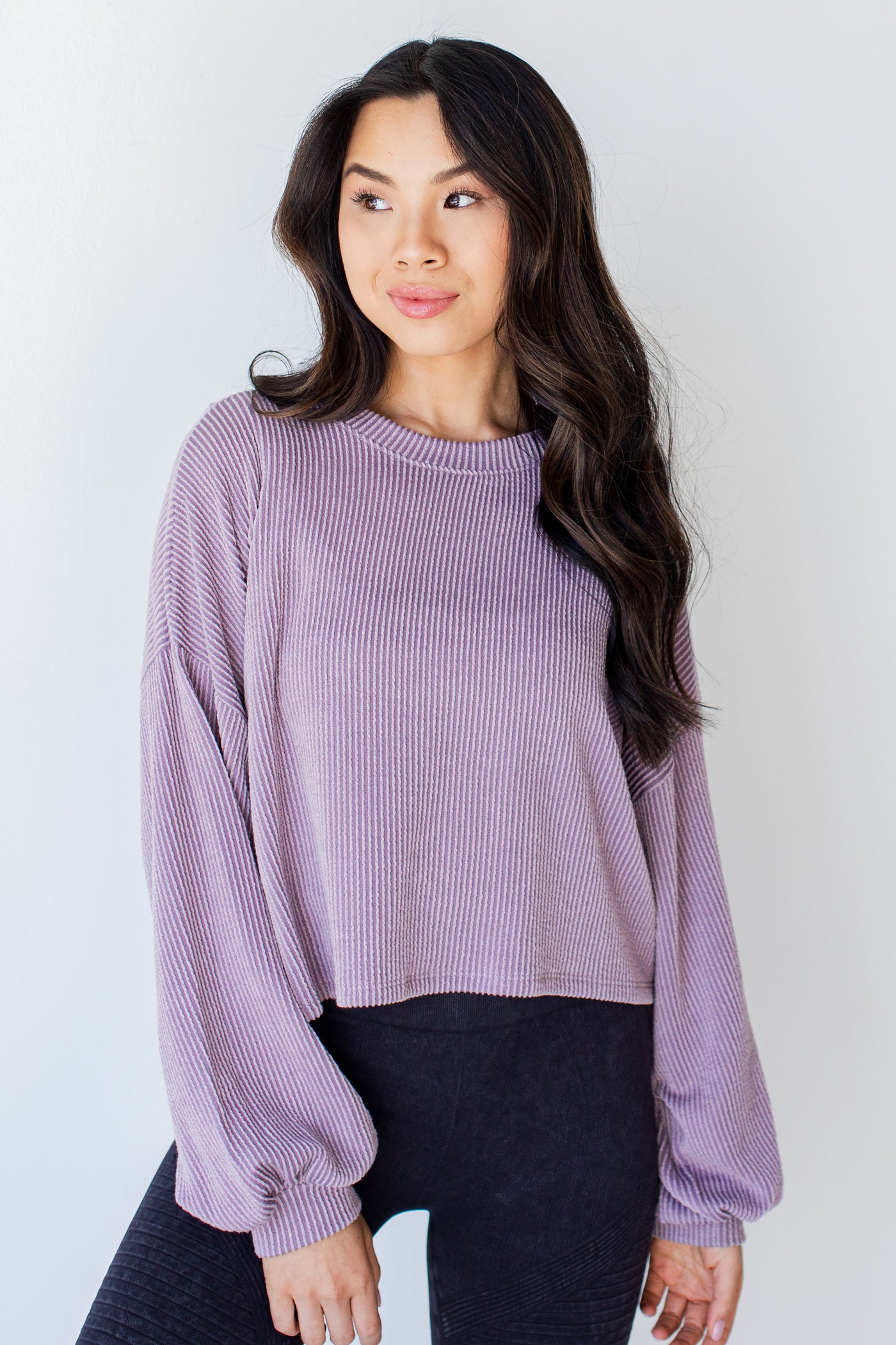Cropped Corded Pullover in lavender