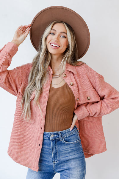 Corded Shacket in blush