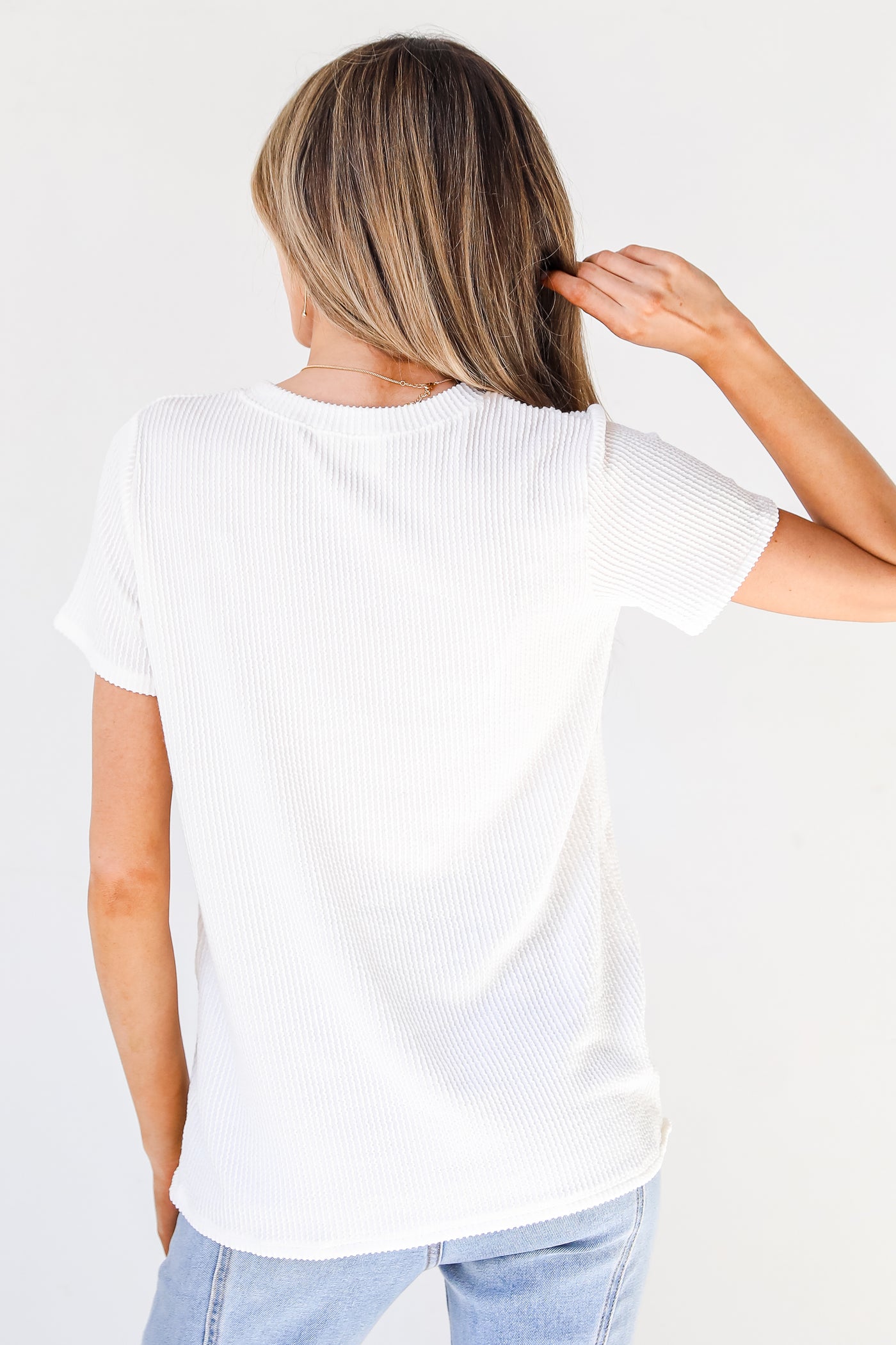 white Corded Tee back view